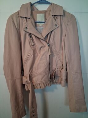 elevenses Blush Pink Faux-Leather Moto Jacket